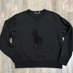 Polo by Ralph Lauren Black Crewneck Sweater with Tonal Pony Logo
